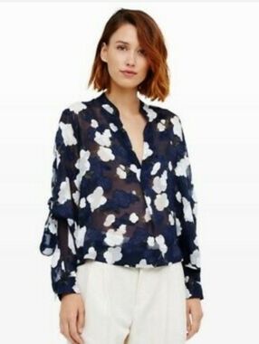 Club Monaco Silk Blend Floral Blouse
